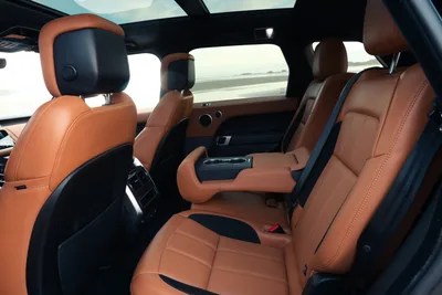 Rear cabin of the Sport in vintage tan leather
